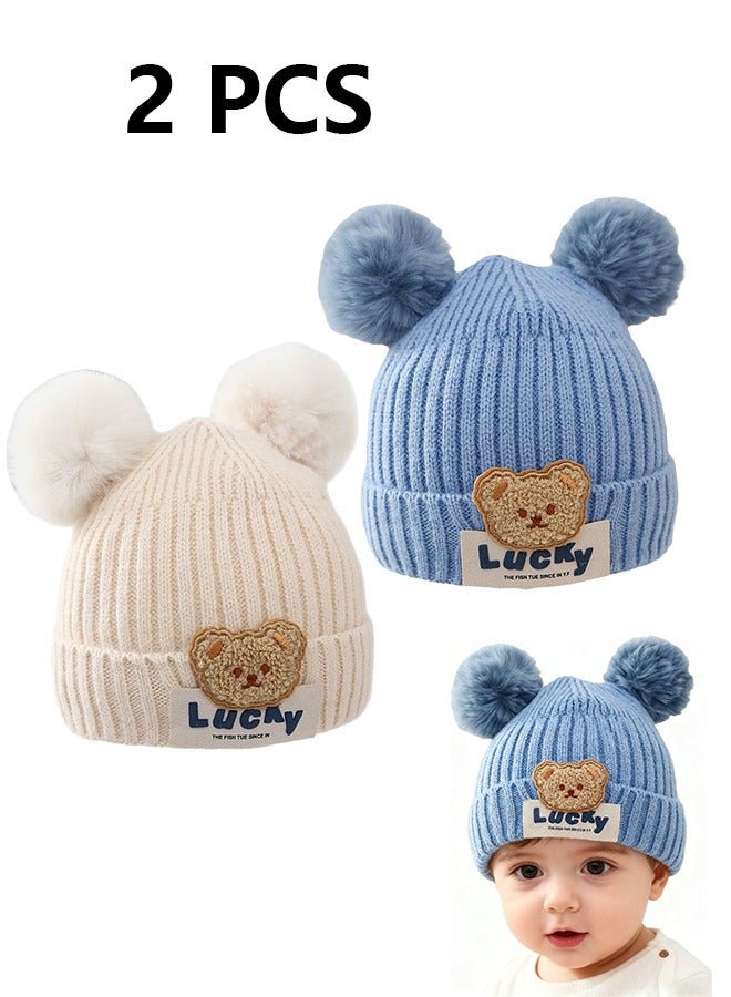 Lucky Baby Boy Girl Winter Hat Cute Bear Pattern Knit Warm Newborn Cap Soft Knit Beanie Toddler Hats - Image 1