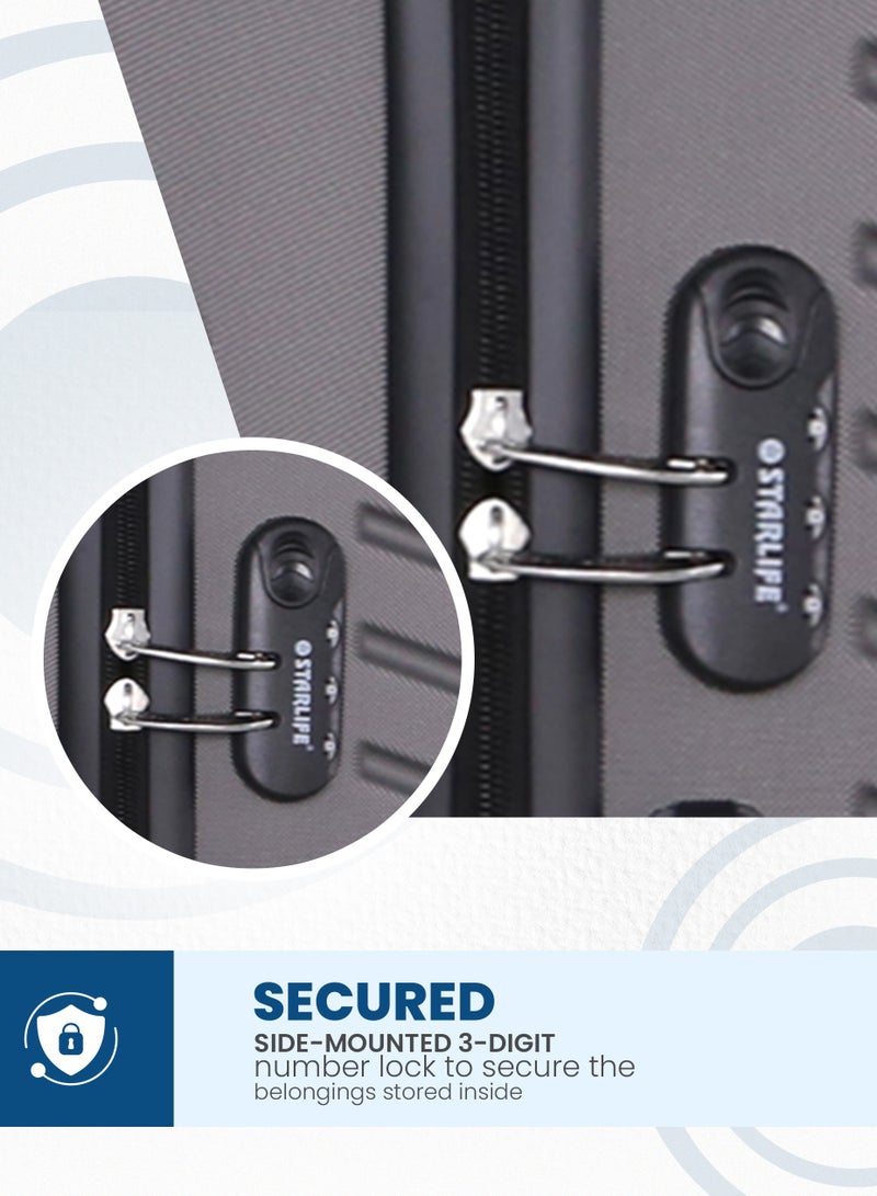 ستار لايف مجموعة حقائب سفر بعجلات من الجانب الصلب ABS مكونة من 3 قطع بعجلات دوارة مع قفل أرقام - Image 3