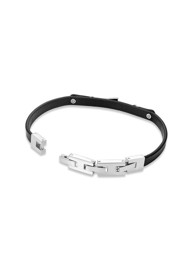 POLICE Strike Black Leather Bracelet Lightning Motif for Bold, Unapologetic Style  - Image 3