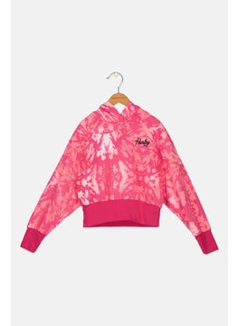 Hurley Kids Girl Brand Logo Sweatshirt, Pink Combo  - Image 1