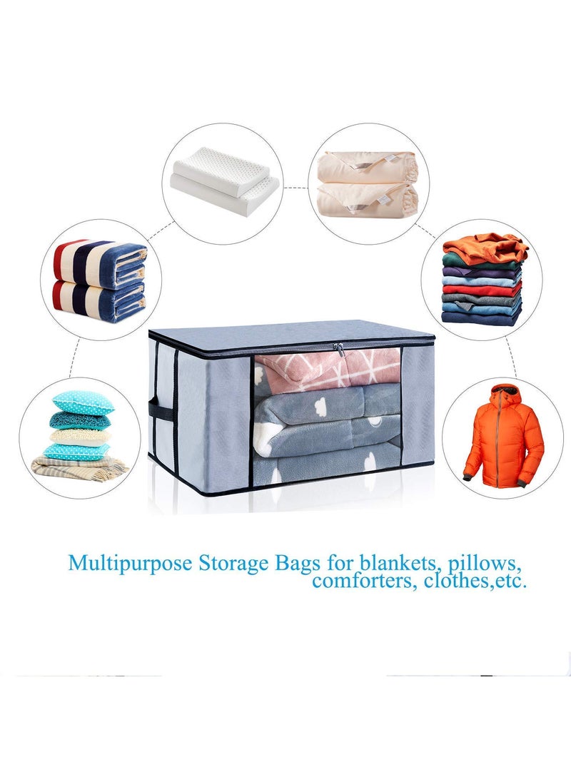 WINI KRAFTS Wini krafts blanket storage bag for wardrobe organizers Non woven Underbed storage bagstorage organizer blanket cover with transparent window extra large pack of 3 blanket cover Grey grey 3  - Image 4