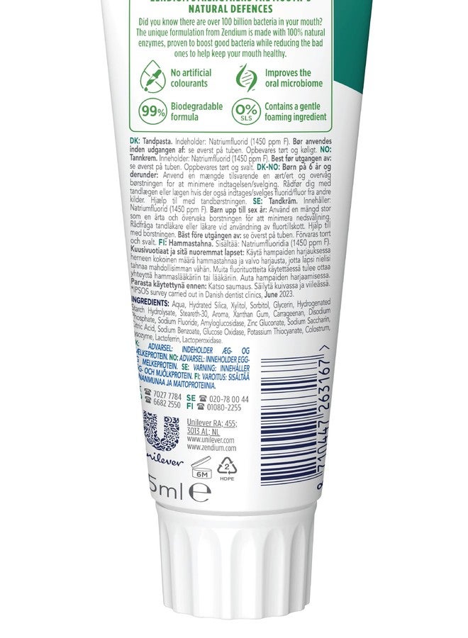 ZendiumToothpaste Extra Fresh, 75 ml, Toothpaste Contains Natural Antibacterial Enzymes and Proteins - Natural Protection Against Bad Breath with up to 12h Fresher Breath - SLS Free, Triclosan Free - Image 4