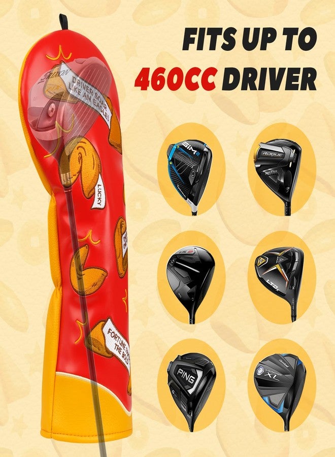 LZFAN Golf Club Head Cover Golf Head Cover Driver Headcover Fairway Wood Headcover Hybrid Club Head Cover Heavy Embroidered Pizza (Fortune Cookies for Driver) - Image 2