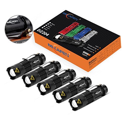 MIKAFEN 5 Pack Mini Flashlights LED Flashlight 300lm Adjustable Focus Zoomable Light (Black) - Image 2