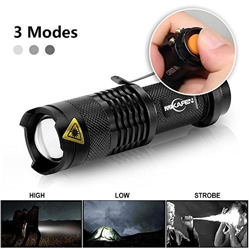 MIKAFEN 5 Pack Mini Flashlights LED Flashlight 300lm Adjustable Focus Zoomable Light (Black) - Image 5