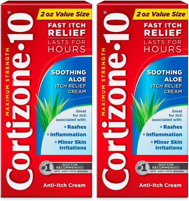 Cortizone 10 Maximum Strength AntiItch Cream with Soothing Aloe 1 Hydrocortisone Creme 2 oz Pack of 2 - Image 1