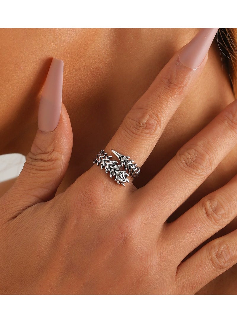 Goolsky Retro Spine Bone Ring | Adjustable Gothic Skeleton Jewelry | Vintage Punk Style for Women & Men  - Image 1