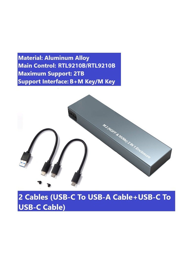 M.2 NVMe SSD Case 10Gbps USB3.1 Gen2 NVMe Enclosure M2 SATA NGFF 5Gbps SSD Case - Image 1