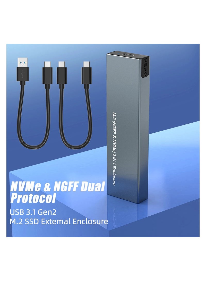 M.2 NVMe SSD Case 10Gbps USB3.1 Gen2 NVMe Enclosure M2 SATA NGFF 5Gbps SSD Case - Image 3