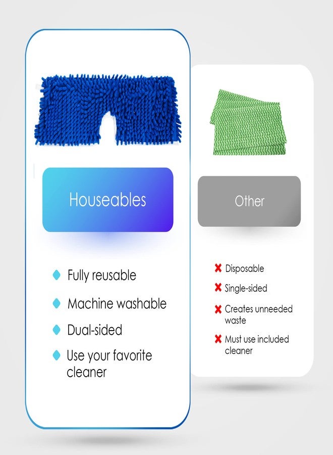 Houseables Dust Mop Replacement Head, Floor Mop Pads, Reusable Microfiber Flip Pads, Refill, Dust Head Replacement, Covers Washable, Refills, Flat, Dry, Wet, Rectangular, Double Sided, 18 Inch, 3 PK - Image 4