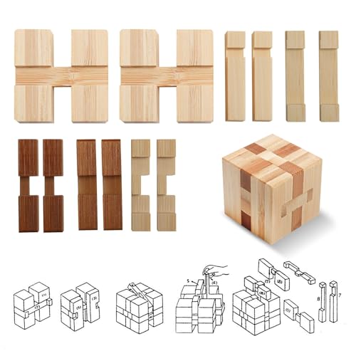 Rich Boxer 4 Pack Wooden Puzzle Games Brain Teasers Toy- 3D Puzzles for Teens and Adults - Wooden Logic Puzzle Wood Snake Cube Magic Cube Magic Ball Brain Teaser Intellectual Removing Assembling Toy - Image 4