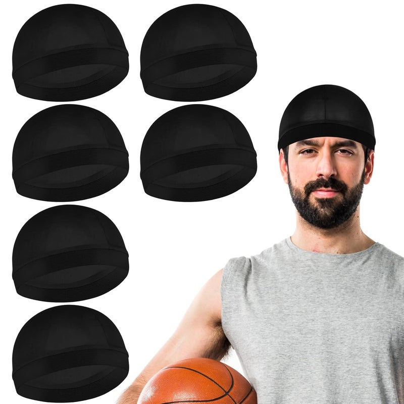 Sibba Sibba 6Pcs Wave Cap, Silk Stocking Wave Caps for 360 540 720 Waves, Silky Durag for Men, Soft Breathable Stain Caps Skullies Beanies Hats Shower Cap