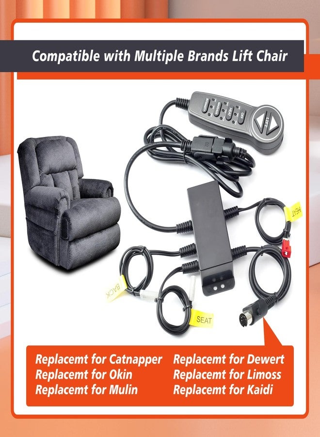 Mhrxusd MLSK55- A1 Lift Chair Prong Hand Control Remote with USB 6 Function Keys 5 Pin(Male Plug) and Junction Box Replacement for Catnapper for Okin for Mulin for Dewert for Limoss for Kaidi - Image 3