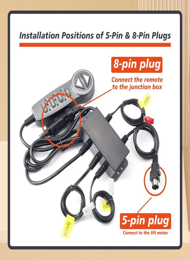 Mhrxusd MLSK55- A1 Lift Chair Prong Hand Control Remote with USB 6 Function Keys 5 Pin(Male Plug) and Junction Box Replacement for Catnapper for Okin for Mulin for Dewert for Limoss for Kaidi - Image 5