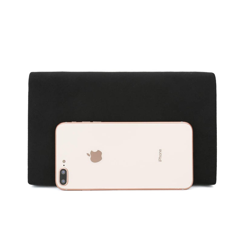 CHARMING TAILOR Faux Suede Clutch Bag Elegant Metal Binding Evening Bag for Wedding/Prom/Black-tie Events (Black) - Image 4