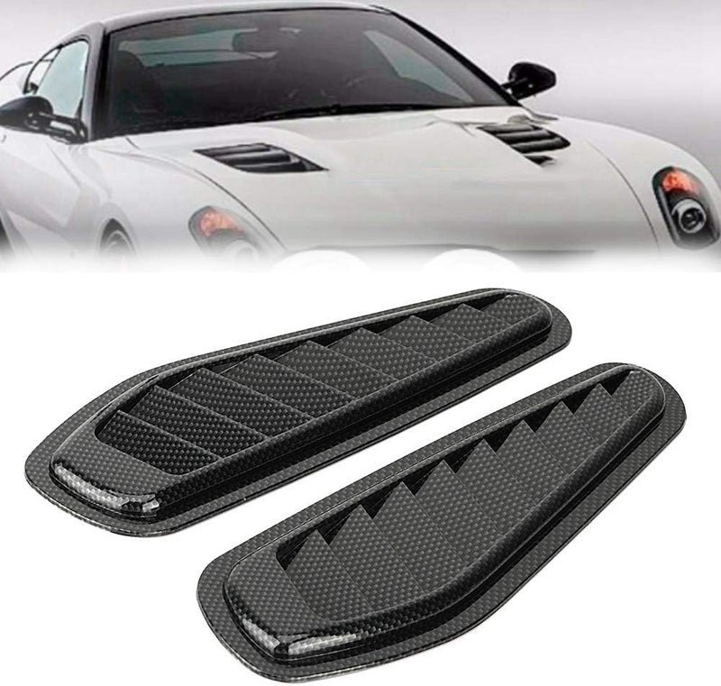 Tbest Air Flow Intake Cover, 2pcs Carbon Fiber Style Car Air Flow Intake Decorative Scoop Bonnet Vent Hood Cover Universal Air Flow Vent Cover Hood Scoops For Cars hood vent hood - Image 2