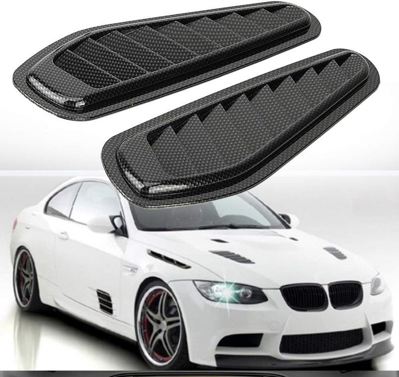 Tbest Air Flow Intake Cover, 2pcs Carbon Fiber Style Car Air Flow Intake Decorative Scoop Bonnet Vent Hood Cover Universal Air Flow Vent Cover Hood Scoops For Cars hood vent hood - Image 3