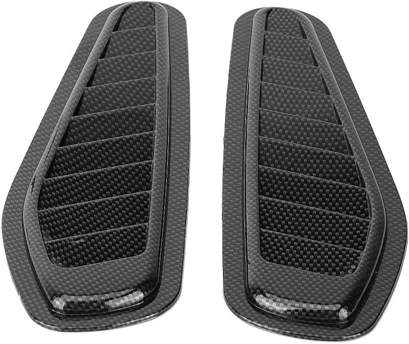 Tbest Air Flow Intake Cover, 2pcs Carbon Fiber Style Car Air Flow Intake Decorative Scoop Bonnet Vent Hood Cover Universal Air Flow Vent Cover Hood Scoops For Cars hood vent hood - Image 1