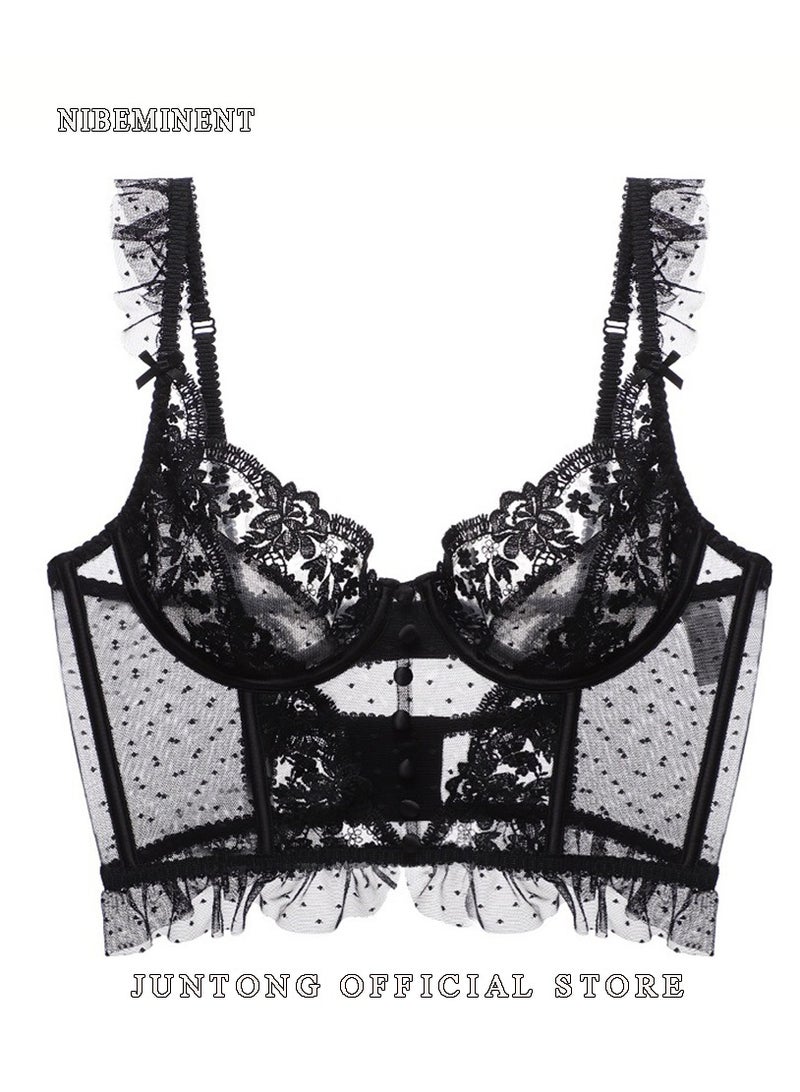 NIBEMINENT Women Stretch Lace Bra Plus Panties Set Two Piece Underwear Suit Nightwear  - Image 2