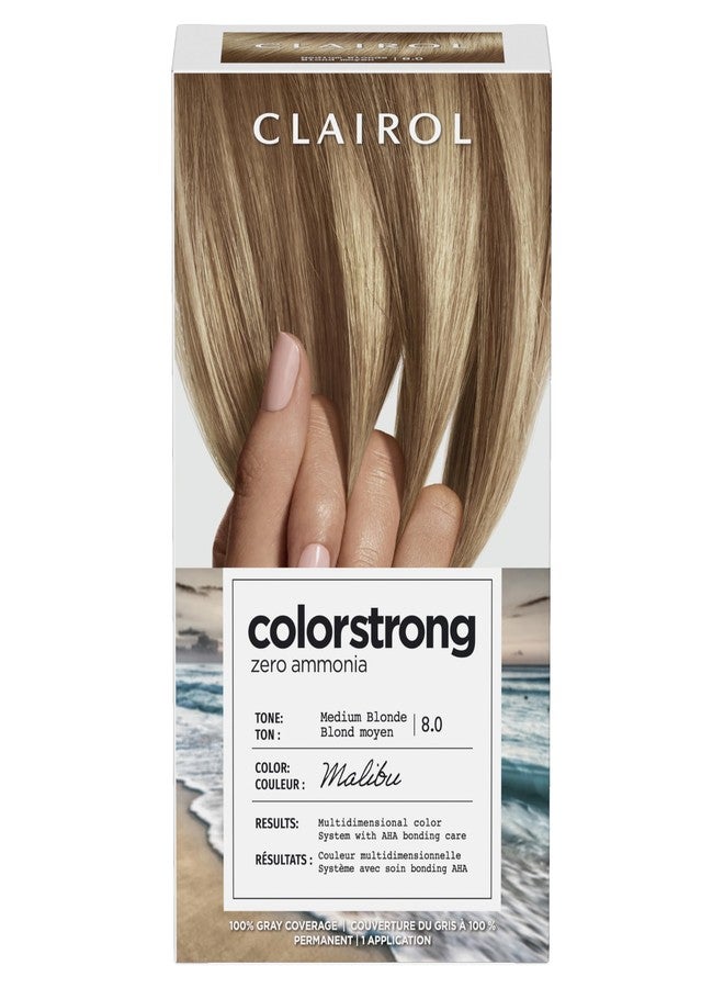 Clairol ColorStrong Permanent Zero Ammonia Hair Dye, 8.0 Medium Blonde - Malibu Hair Color, Pack of 1 - Image 1