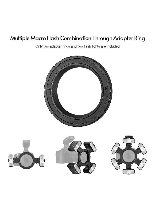 MF12-DK1 Macro Flash Kit Including 2 x MF12 Off-Camera TTL Flash Light + 1 x Flsh Trigger + 8 x Adapter Rings + 1 x Mounting Ring + 2 x Diffusers + 2 x Cold Shoe Mounts