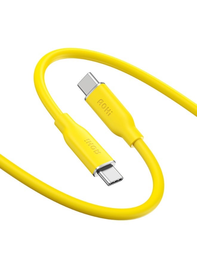 AOHI Magcube 67W USB-C Fast Charger GaN+ Dual-Port – UK Plug, PD Charger for MacBook, iPad, iPhone, Samsung Galaxy, USB-C Laptops, Tablets, Smartphones – Compact, High-Speed, Safe Charging (Yellow/Black) & AOHI 140W USB-C to USB-C Cable, PD 3.1 Type-C Fast Charging, 1 m Silky Cable, Compatible with iPhone 17 Pro Max, Galaxy, MacBook Pro/Air, iPad Pro/Air, Pixel and More (Yellow)Bundle - Image 3