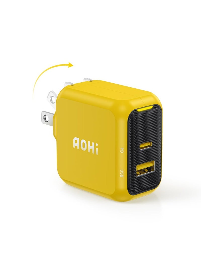 AOHI Magcube 67W USB-C Fast Charger GaN+ Dual-Port – UK Plug, PD Charger for MacBook, iPad, iPhone, Samsung Galaxy, USB-C Laptops, Tablets, Smartphones – Compact, High-Speed, Safe Charging (Yellow/Black) & AOHI 140W USB-C to USB-C Cable, PD 3.1 Type-C Fast Charging, 1 m Silky Cable, Compatible with iPhone 17 Pro Max, Galaxy, MacBook Pro/Air, iPad Pro/Air, Pixel and More (Yellow)Bundle - Image 2