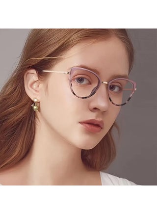 Fashion Oval Cat Eye Glasses, - PC Frame, Trendy Full Rim Spectacles for Face, Versatile Look for All Occasions (Includes eyeglass case)
,blue lighe blocking glasses,eyeglasses - view 3