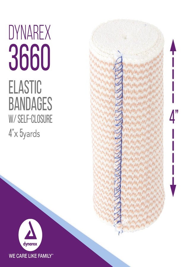 Dynarex Elastic Bandages with Self-Closure, 4" x 5 yds, Provides Compression for Injuries, Made from Polyester, Cotton, and Spandex, Non-Sterile and Latex-Free, 10 Rolls of Dynarex Elastic Bandages - Image 2