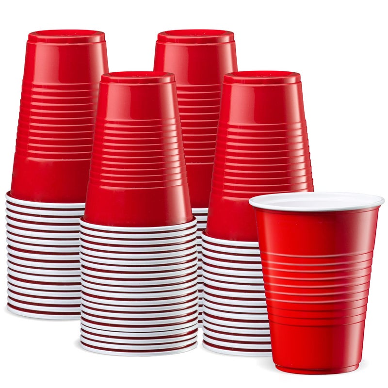 Gusto Comfy Package 50 Pack  9 oz Disposable Party Plastic Cups  Red Drinking Cups