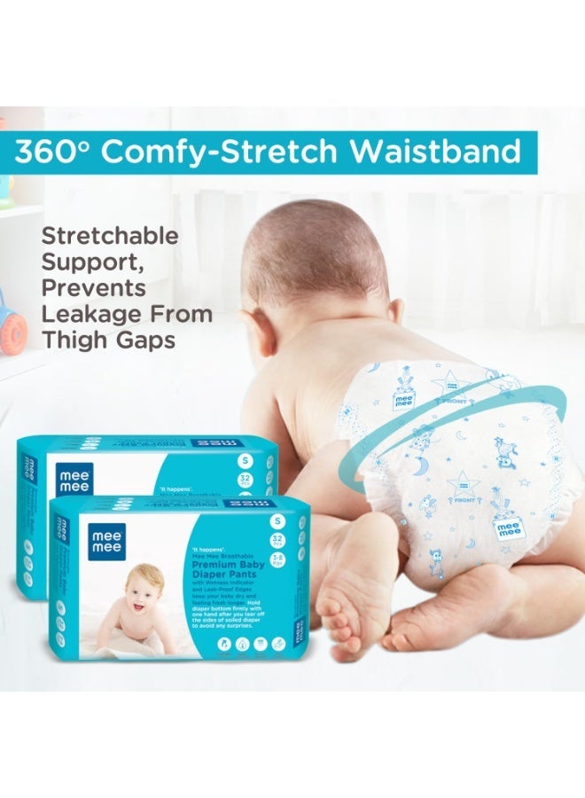 Mee Mee Breathable Premium Small (S) size Baby Diaper Pants with Wetness Indicator and Leak-Proof Edges, Protection upto 12-hrs 64 Pieces, S Size - Image 2