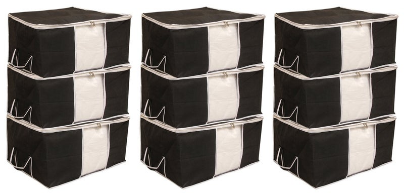 Kuber Industries 9 Piece Non Woven Underbed Storage Organiser Set Extra Large Black CTSN049 - Image 1