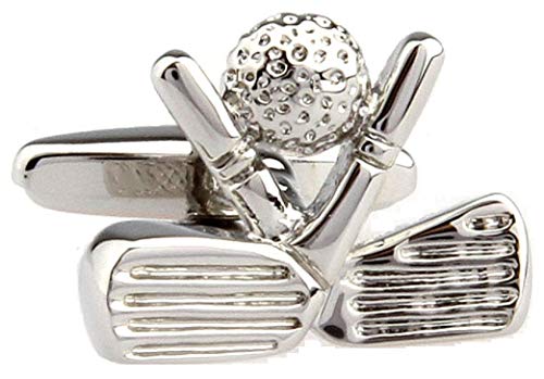 MRCUFF Golf Ball and Clubs Heads Pair Cufflinks in a Presentation Gift Box & Polishing Cloth - Image 1