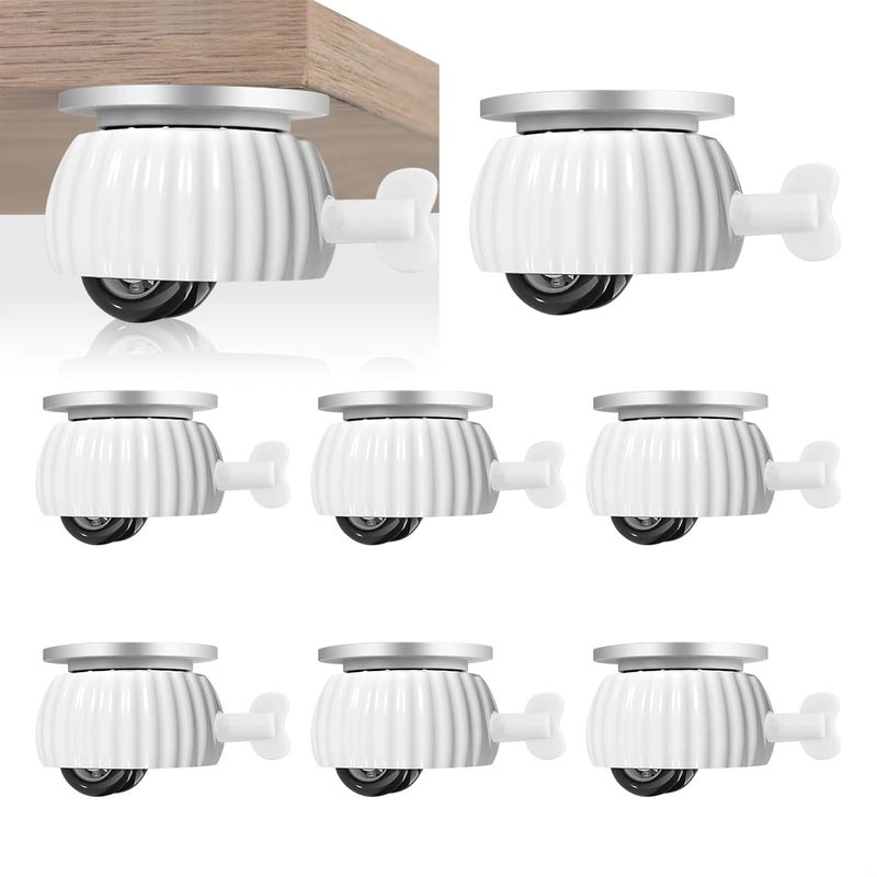 8 حزمة من عجلات الأجهزة مع فرامل، إعداد بدون حفر، عجلات عالمية صامتة، مادة ABS POM - Image 1