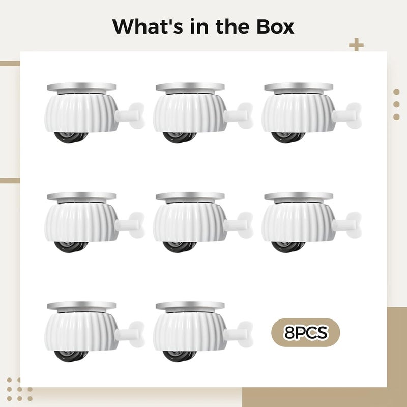 8 حزمة من عجلات الأجهزة مع فرامل، إعداد بدون حفر، عجلات عالمية صامتة، مادة ABS POM - Image 4