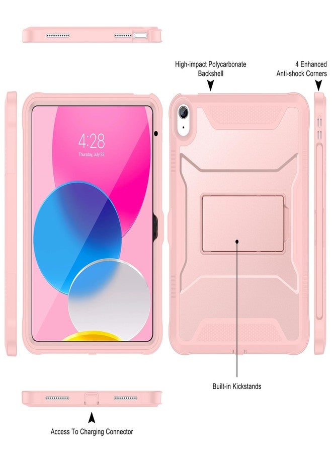 Soke Case for iPad 10th Generation 10.9-inch 2022, with Built-in Screen Protector and Kickstand, Rugged Full Body Protective Cover for New Apple iPad 10.9 Inch - Pink Sand - Image 3