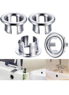 4 Pcs Sink Overflow Ring, Basin Sink Overflow Ring Overflow Cap for Kitchen Bathroom Vanity Basin Drain Hole Covers Easy to Install Insert Spare Parts Overflow Cover