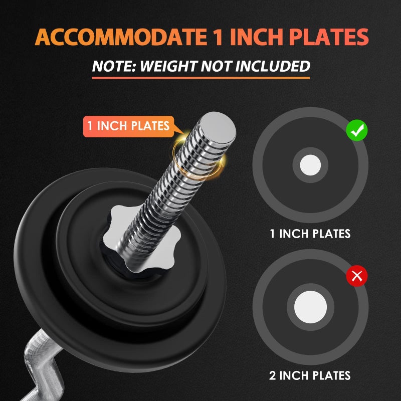 ExtreSpo 47" EZ Curl Bar Weight Lifting Bar, for Hip Thrusts/Squats/Lunges, 1-inch Weight Plates Curling Bar for Gym and Home, with 2 Star Collars (220lb Weight Capacity)â€¦ - Image 5