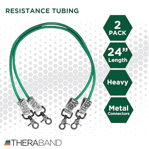 TheraBand محطة ثيرا باندا للعافية - أنابيب مقاومة لاتكس احترافية مع موصلات لمحطة تمارين العلاج الطبيعي - مجموعة من 2 - 12 بوصة - زرقاء - ثقيلة جداً - مستوى متوسط 2 - 24 بوصة - Image 2