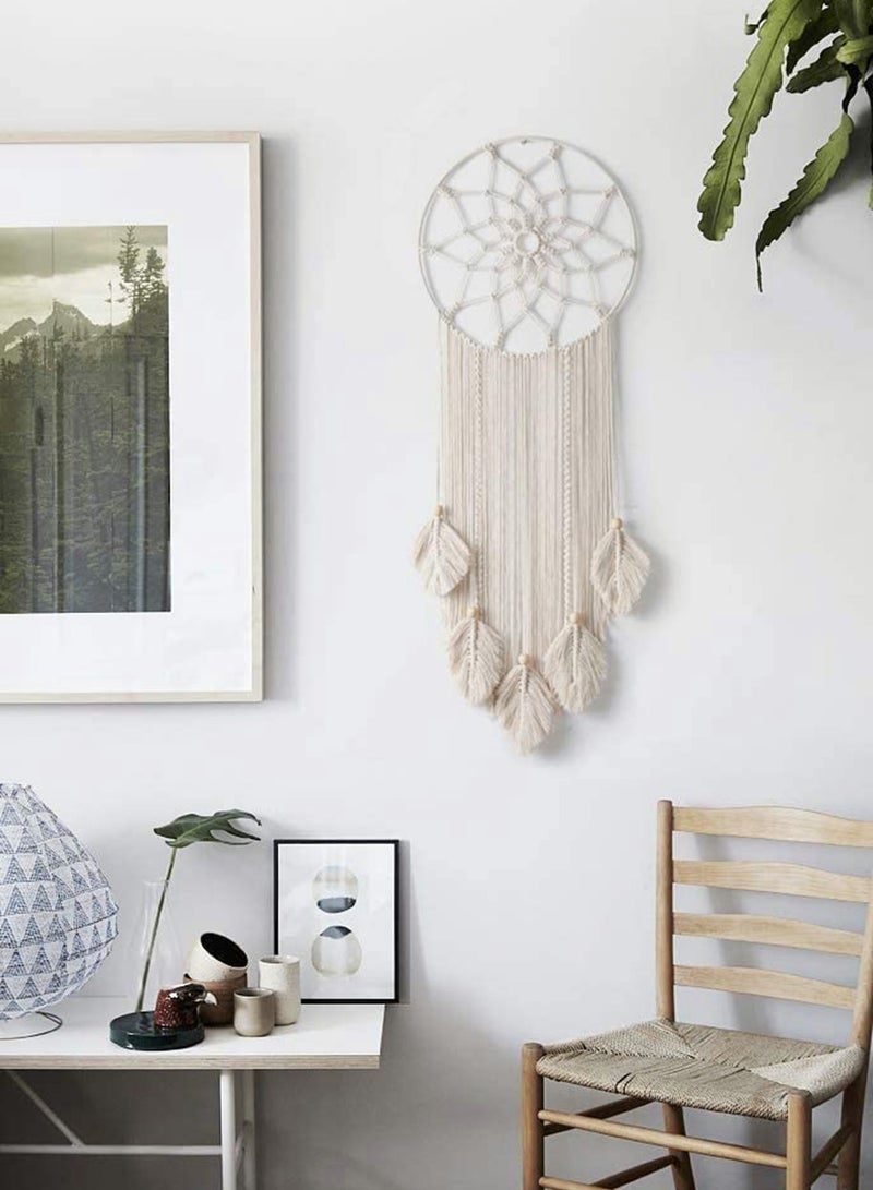 Macrame Dream Catcher Woven Feather Large Wall Hanging Handmade Dreamcatcher Boho Tassels Art Woven Decoration Home Decor Ornament Craft Gift Geometric Beautiful Wall Art for Apartment  - Image 4