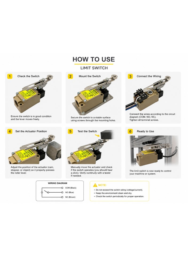 Auspicious Adjustable Roller Lever Limit Switch 1 NO + 1NC 10A AZ-5108 - Image 3