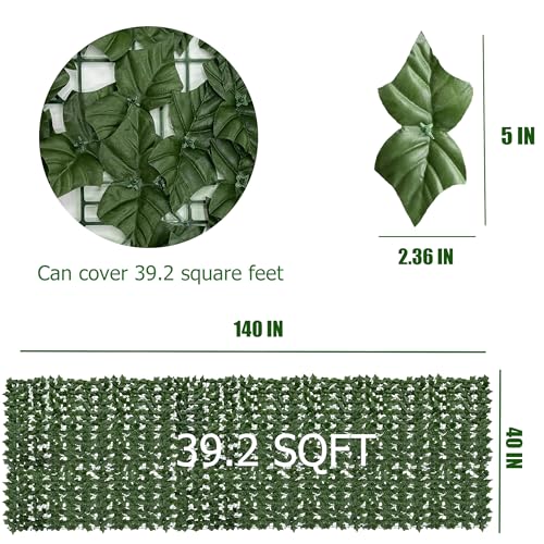 DOPGIB Artificial Ivy Privacy Fence Screen: 140"x 40"(39.2 SQFT) UV-Anti Faux Hedge Fence and Fake Ivy Vine Leaf Wall Panels for Indoor&Outdoor Green Backdrop, Garden Greenery Decor - Image 2