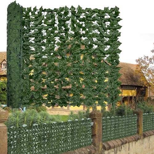 DOPGIB Artificial Ivy Privacy Fence Screen: 140"x 40"(39.2 SQFT) UV-Anti Faux Hedge Fence and Fake Ivy Vine Leaf Wall Panels for Indoor&Outdoor Green Backdrop, Garden Greenery Decor - Image 1