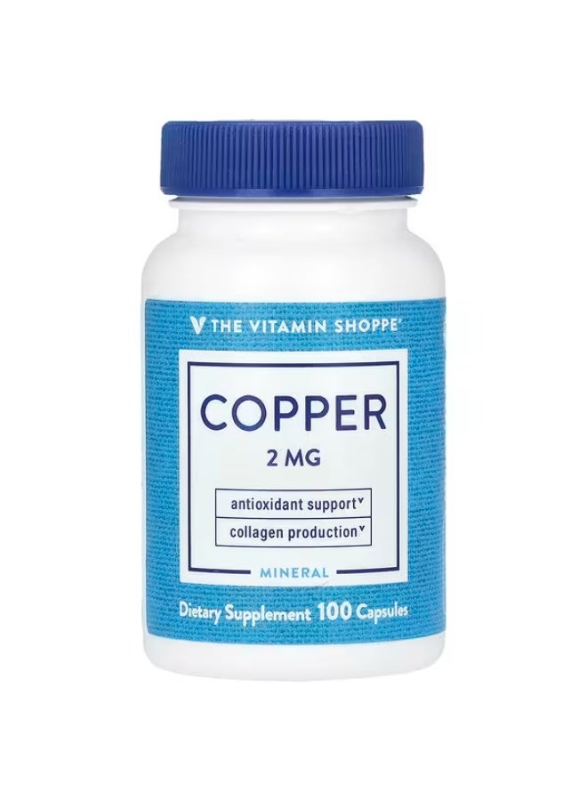 ذا فيتامين شوب متجر الفيتامينات، النحاس، 2 ملغ، 100 كبسولة