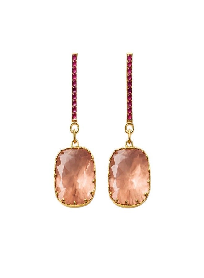 AMAAL Square Stone Long Dangler Korean Diamond Earrings set for Women Wedding Girls | Western Earing | Moti Stylish Ear Rings Jewellery for woman | Valentine Gift for Girlfriend couple -407 - Image 1