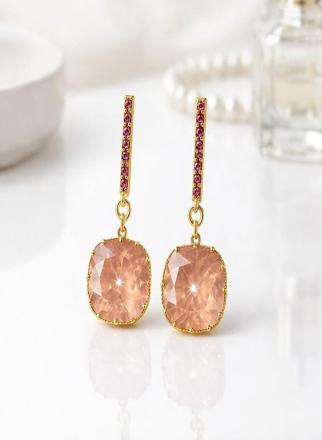 AMAAL Square Stone Long Dangler Korean Diamond Earrings set for Women Wedding Girls | Western Earing | Moti Stylish Ear Rings Jewellery for woman | Valentine Gift for Girlfriend couple -407 - Image 3