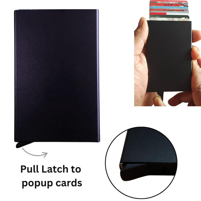Bracevor 10 Slot popup Aluminium Metal Card Holder Wallet | RFID Blocking | for Men & Women | Credit & Debit Cards - Black - Image 4