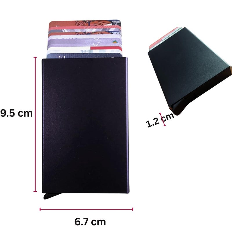 Bracevor 10 Slot popup Aluminium Metal Card Holder Wallet | RFID Blocking | for Men & Women | Credit & Debit Cards - Black - Image 5