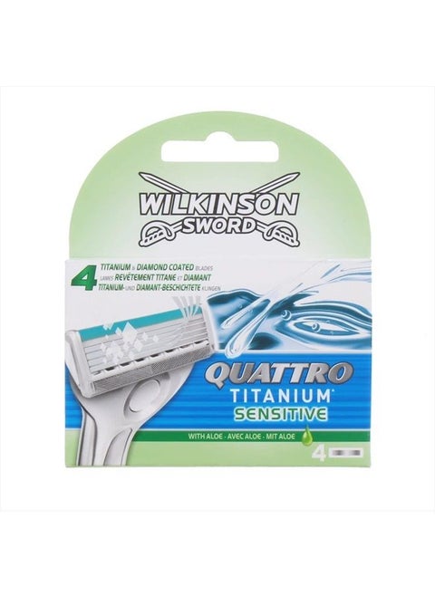 Quattro Titanium Sensitive Razor Blade, 4 Count