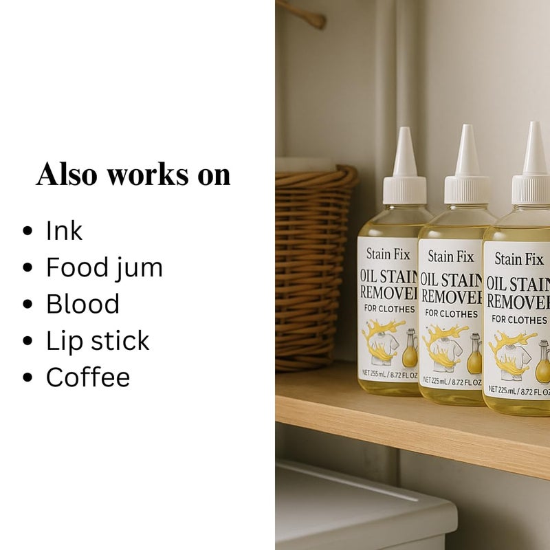 Instant Oil Stain Remover for Clothes (8.72oz) - Fabric Stain Remover For Cooking, Engine, Dried Oil And Grease Stains - Safe for All Fabric Types - Image 5